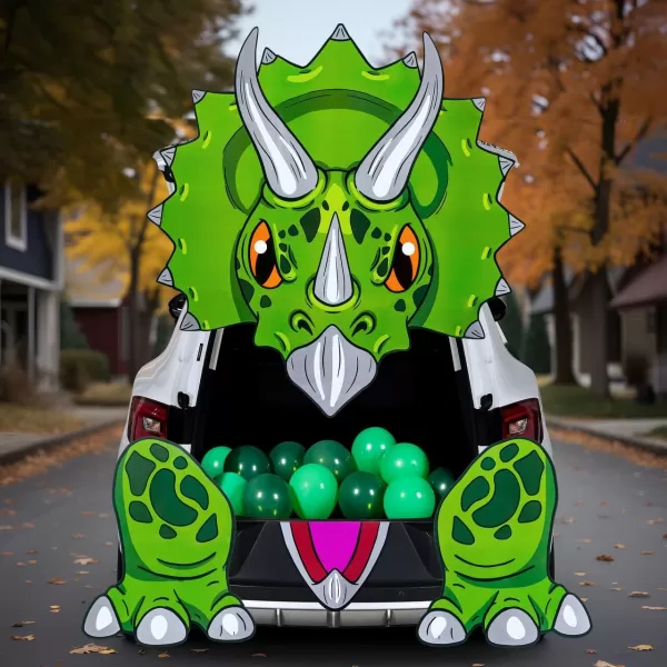 JOYIN Halloween Dinosaur Trunk Or Treat Car Decorations Kit for SUV Halloween Decorations Outdoor Indoor Decor Triceratops Balloons Haunted House Trunk Archway Car Garage Lawn