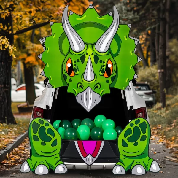 JOYIN Halloween Dinosaur Trunk Or Treat Car Decorations Kit for SUV Halloween Decorations Outdoor Indoor Decor Triceratops Balloons Haunted House Trunk Archway Car Garage Lawn