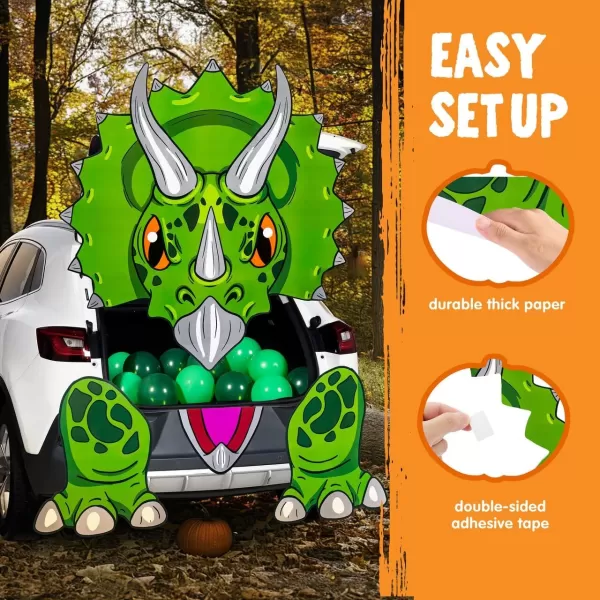 JOYIN Halloween Dinosaur Trunk Or Treat Car Decorations Kit for SUV Halloween Decorations Outdoor Indoor Decor Triceratops Balloons Haunted House Trunk Archway Car Garage Lawn