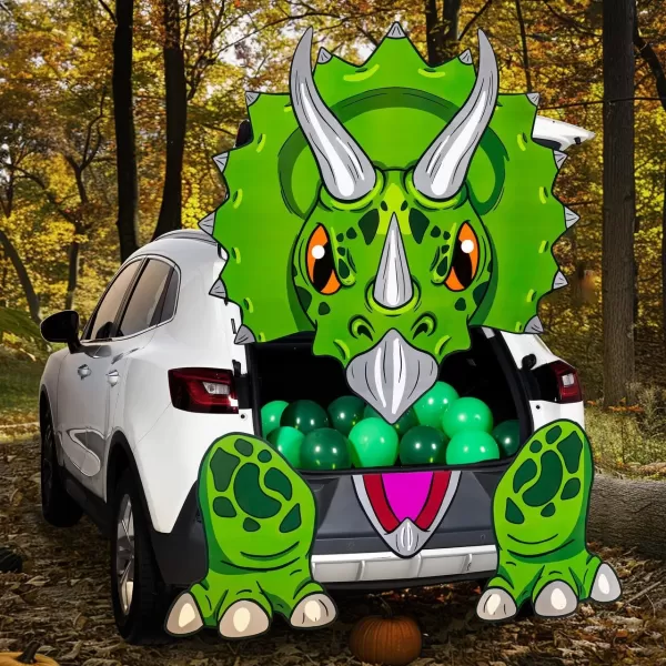 JOYIN Halloween Dinosaur Trunk Or Treat Car Decorations Kit for SUV Halloween Decorations Outdoor Indoor Decor Triceratops Balloons Haunted House Trunk Archway Car Garage Lawn