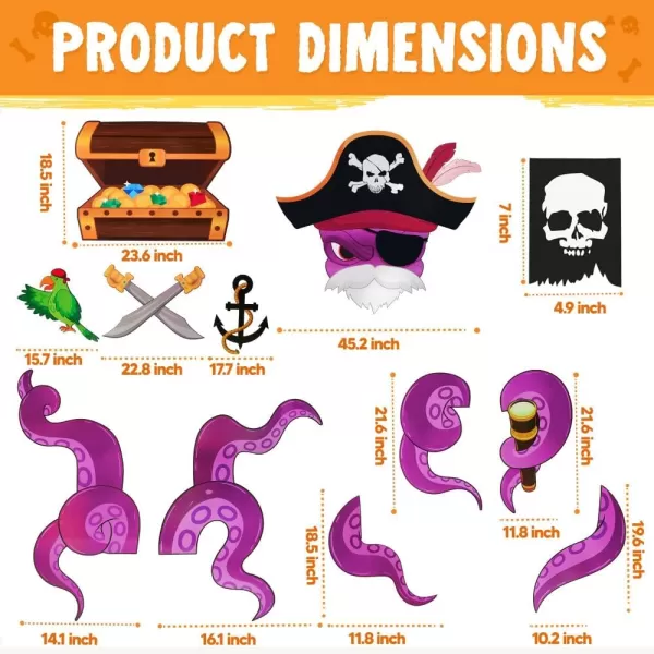 JOYIN Halloween Pirate Trunk Or Treat Car Decorations Kit for SUV Halloween Decorations Outdoor Indoor Decor Octopus Halloween Banner Haunted House Trunk Archway Car Balloons Knife Treasure Chest