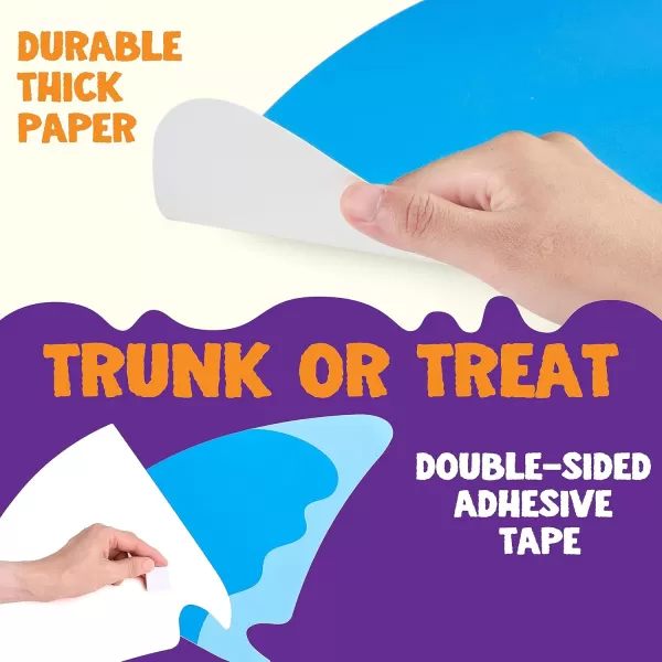 JOYIN Halloween Shark Trunk or Treat Decorations Kit for SUV Car Archway Garage Door Decoration Car Stickers Shark Paperboard Tassels DoubleSided Tapes Halloween Decoration Outside