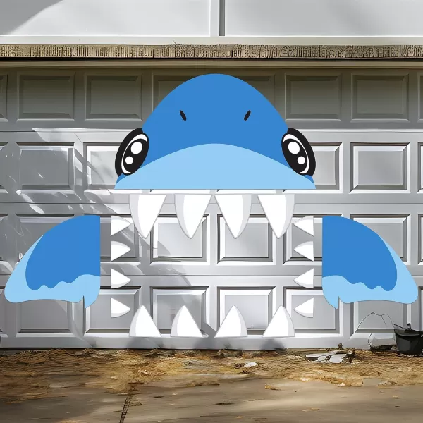 JOYIN Halloween Shark Trunk or Treat Decorations Kit for SUV Car Archway Garage Door Decoration Car Stickers Shark Paperboard Tassels DoubleSided Tapes Halloween Decoration Outside