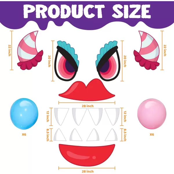 JOYIN Halloween Trunk Or Treat Car Decorations Kit With Pink Monster Design Car Archway Garage Decoration Haunted House Horns Mouth Eyes Balloons Tinsel Streamer Garland Halloween Decorations Outside