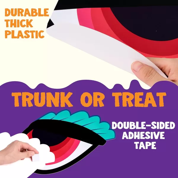 JOYIN Halloween Trunk Or Treat Car Decorations Kit With Pink Monster Design Car Archway Garage Decoration Haunted House Horns Mouth Eyes Balloons Tinsel Streamer Garland Halloween Decorations Outside