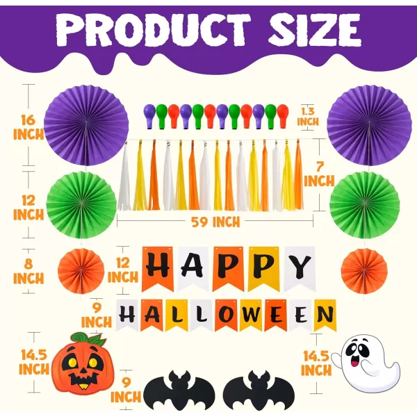 JOYIN Halloween Trunk or Treat Car Decorations Kit with Happy Halloween Themed Design Car Archway Garage Decoration with Happy Halloween Banner Paper Fans Balloons Tassel and Pumpkin Stickers