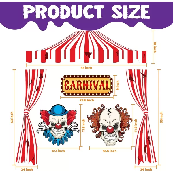 JOYIN Trunk Or Treat Car Decorations Kit for SUV Halloween Decorations Outdoor Circus Carnival Clown Decor Balloons LED Lights Car Stickers Treat or Trick Haunted House Door Archway Entryway Boards