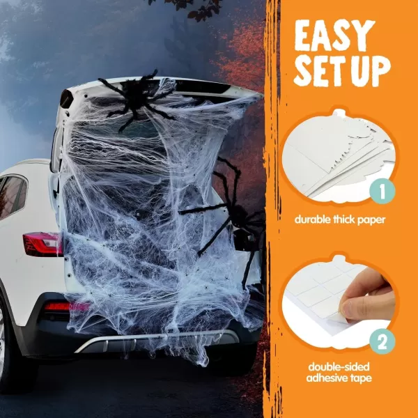 JOYIN Trunk Or Treat Car Decorations Kit for SUV Halloween Decorations Outdoor Halloween Stretch Spider Web Decor Haunted House Door Archway Entryway Dot Glue