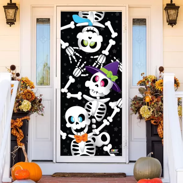 JOYIN 30x72 Door Cover Halloween Door Decor Decorations Indoor Creepy Haunted House Halloween Stickers Party Supplies Favors Garage Door Window Wall Cover Scary Skeletoncute skeleton