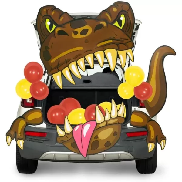 JOYIN Halloween Dinosaur Trunk Or Treat Car Decorations Kit for SUV Halloween Decorations Outdoor Indoor Decor Balloons Trex Haunted House Door Archway Entryway Tassels Paper Board Dot Glue