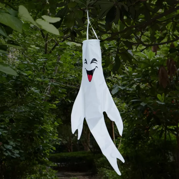 JOYIN 3 Pcs 47 Lighted Ghost Windsock Flag Decor Halloween Decorations Outdoor LED Lights White Hanging Windsocks Halloween Party Supplies Tree Yard Lawn Garden Cute Scary
