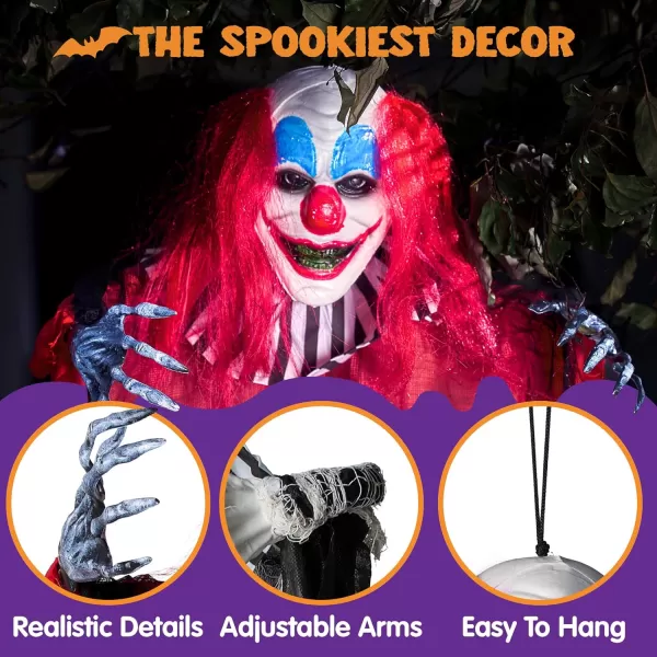 JOYIN 3 Pcs Hanging Clown Decor Halloween Decorations Outdoor Party Supplies Props Haunted House Front Porch Yard Garden Lawn Patio Scary Horror Life Size