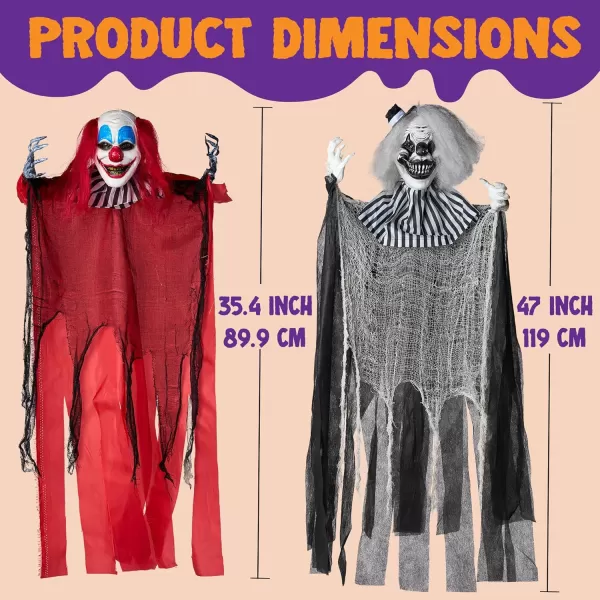 JOYIN 3 Pcs Hanging Clown Decor Halloween Decorations Outdoor Party Supplies Props Haunted House Front Porch Yard Garden Lawn Patio Scary Horror Life Size