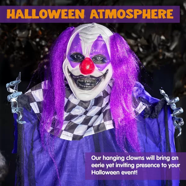 JOYIN 3 Pcs Hanging Clown Decor Halloween Decorations Outdoor Party Supplies Props Haunted House Front Porch Yard Garden Lawn Patio Scary Horror Life Size