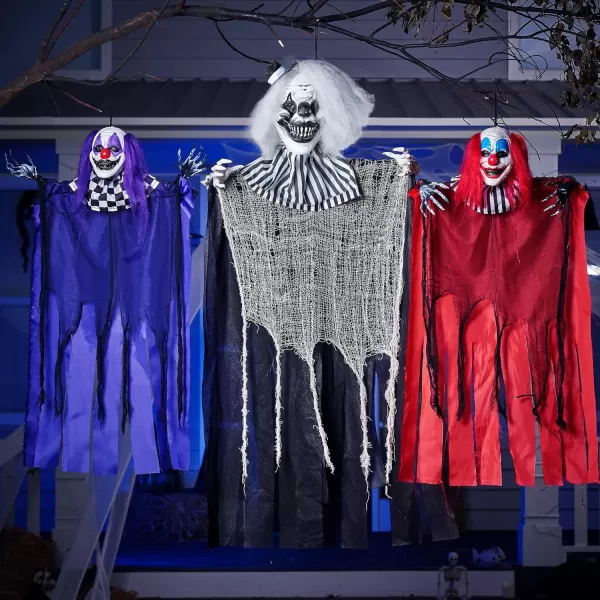 JOYIN 3 Pcs Hanging Clown Decor Halloween Decorations Outdoor Party Supplies Props Haunted House Front Porch Yard Garden Lawn Patio Scary Horror Life Size