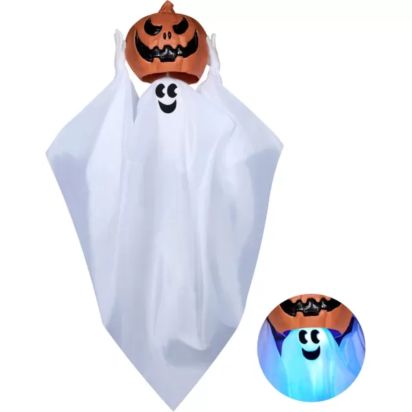 JOYIN 35quot Halloween Decorations Outdoor Hanging Light Up Ghost Hanging HideandSeek Ghost with Blue LED Pumpkin Animated Ghost Sound Activated ampamp Motion Halloween Decor for Yard Lawn Prop Indoor
