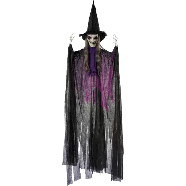 JOYIN 72 Hanging Witch Decor Halloween Decorations Outdoor Flying Witch Life Sized Sound Activated Light Up Eyes Party Supplies Garden Haunted House Front Porch Door Scary ModernOld World