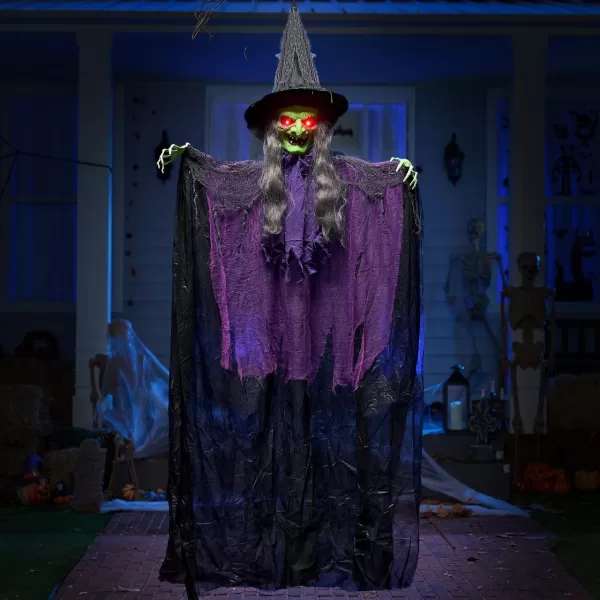 JOYIN 72 Hanging Witch Decor Halloween Decorations Outdoor Flying Witch Life Sized Sound Activated Light Up Eyes Party Supplies Garden Haunted House Front Porch Door Scary ModernModern