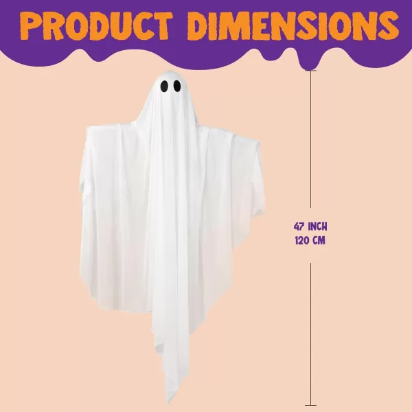 JOYIN Halloween Hanging Light up Ghost with Spooky Green LED Light 47 White Hanging Ghosts Halloween Hanging Decoration for Front Yard Patio Lawn Garden Party Decor Indoor OutdoorPurple Ghost