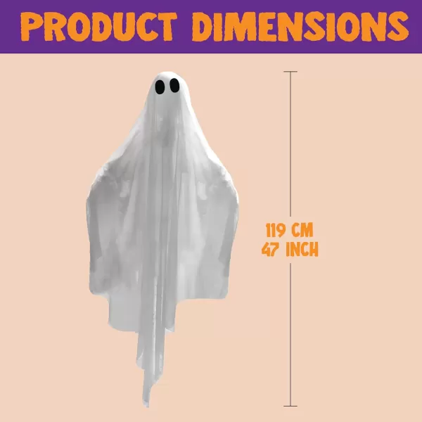 JOYIN Halloween Hanging Light up Ghost with Spooky Green LED Light 47 White Hanging Ghosts Halloween Hanging Decoration for Front Yard Patio Lawn Garden Party Decor Indoor OutdoorBlue Ghost