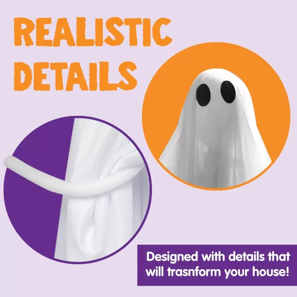 JOYIN Halloween Hanging Light up Ghost with Spooky Green LED Light 47 White Hanging Ghosts Halloween Hanging Decoration for Front Yard Patio Lawn Garden Party Decor Indoor OutdoorBlue Ghost
