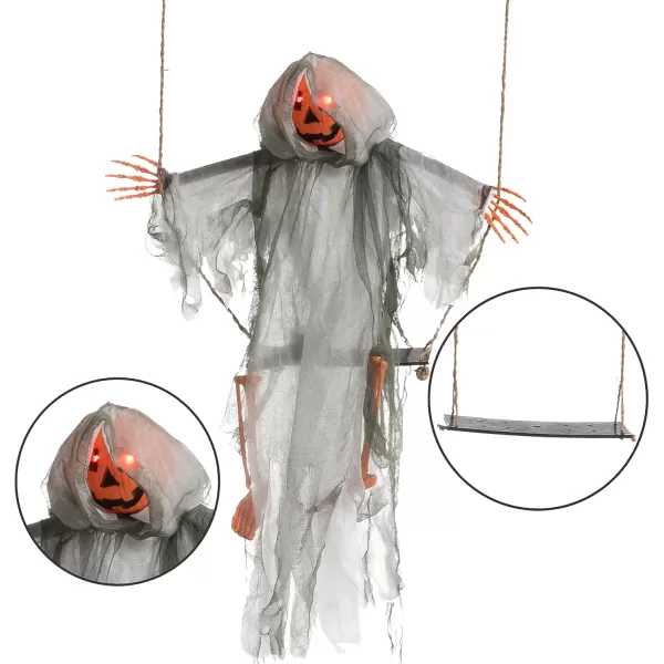 JOYIN Outdoor Halloween Decorations 2 Packs Hanging Ghosts Halloween Decor with Lighted Up Eyes 3ft Scary Grim Reaper Halloween Swinging Skeleton Flying Ghosts for Yard Patio Lawn Garden DcorPumpkin  Witch Ghost