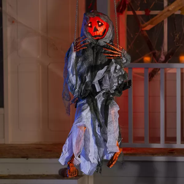 JOYIN Outdoor Halloween Decorations 2 Packs Hanging Ghosts Halloween Decor with Lighted Up Eyes 3ft Scary Grim Reaper Halloween Swinging Skeleton Flying Ghosts for Yard Patio Lawn Garden DcorPumpkin  Witch Ghost