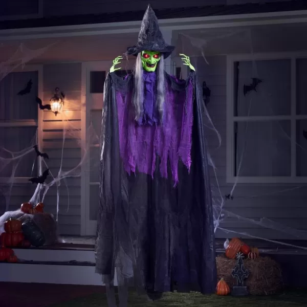 JOYIN 72 Hanging Witch Decor Halloween Decorations Outdoor Flying Witch Life Sized Sound Activated Light Up Eyes Party Supplies Garden Haunted House Front Porch Door Scary ModernModern