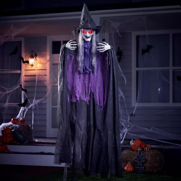 JOYIN 72 Hanging Witch Decor Halloween Decorations Outdoor Flying Witch Life Sized Sound Activated Light Up Eyes Party Supplies Garden Haunted House Front Porch Door Scary ModernOld World