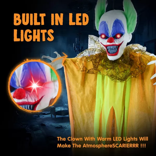 JOYIN 2 Pcs 354 Hanging Clown Halloween Decorations Outdoor Decor Scary Creepy Clown Decor Party Supplies Light Up Eyes Haunted House Front Porch Door Yard Garden Lawn Life Size