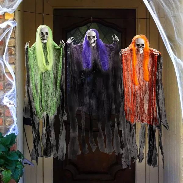 JOYIN 3 Pack Halloween Hanging Grim Reapers Decorations 353 Halloween Skeleton Ghost Decorations Halloween Hanging Decoration for Haunted House Prop Dcor Best Halloween Outdoor Indoor Decor