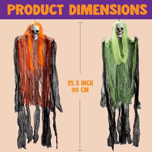JOYIN 3 Pack Halloween Hanging Grim Reapers Decorations 353 Halloween Skeleton Ghost Decorations Halloween Hanging Decoration for Haunted House Prop Dcor Best Halloween Outdoor Indoor Decor