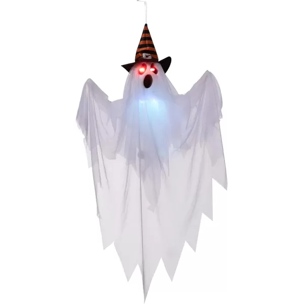 JOYIN 3 Pcs 28 Halloween Decorations Outdoor Light Up Hanging Ghost Halloween Ghost Decor with Witch Hats and Spooky Red Eyes for Halloween Tree Yard Lawn Patio Decorations Party Dcor