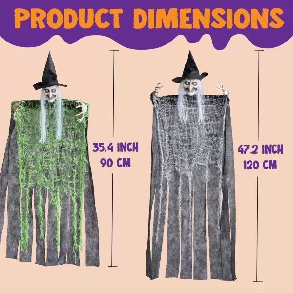 JOYIN 3 Pcs Halloween Hanging Witch one in 47 and Two in 354 Witch for Halloween IndoorOutdoor Decorations Halloween Haunted House Prop Decor Lawn Yard Hanging Decorations