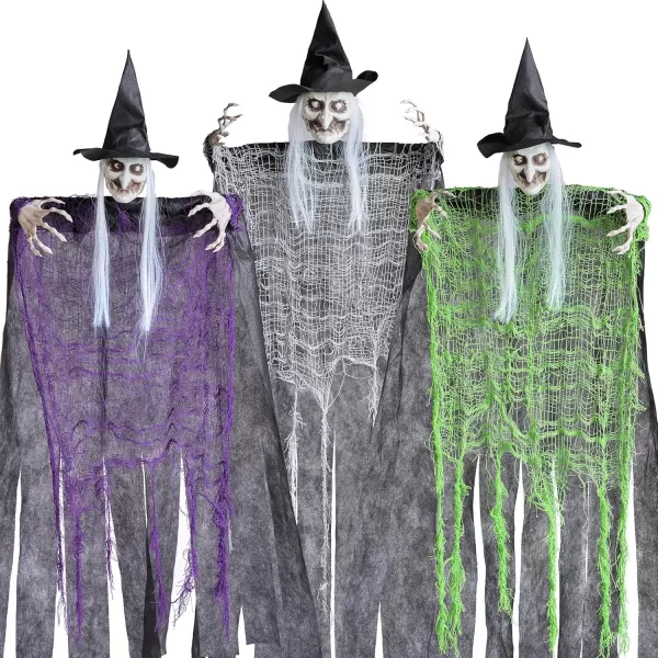JOYIN 3 Pcs Halloween Hanging Witch one in 47 and Two in 354 Witch for Halloween IndoorOutdoor Decorations Halloween Haunted House Prop Decor Lawn Yard Hanging Decorations