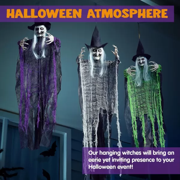 JOYIN 3 Pcs Halloween Hanging Witch one in 47 and Two in 354 Witch for Halloween IndoorOutdoor Decorations Halloween Haunted House Prop Decor Lawn Yard Hanging Decorations