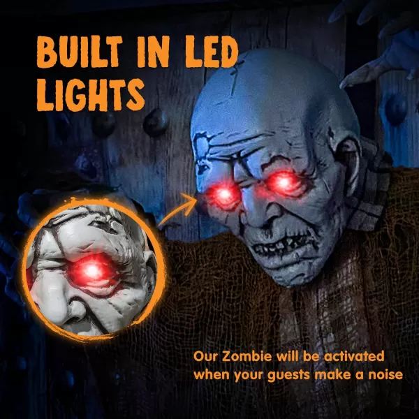 JOYIN 30quot Halloween Animatronics Decoration Outdoor Zombie Ghost Halloween Hanging Ghost with Creepy Sound Animated Halloween Decors Zombie Door Cover Prop Halloween Party Supplies for Lawn Garden