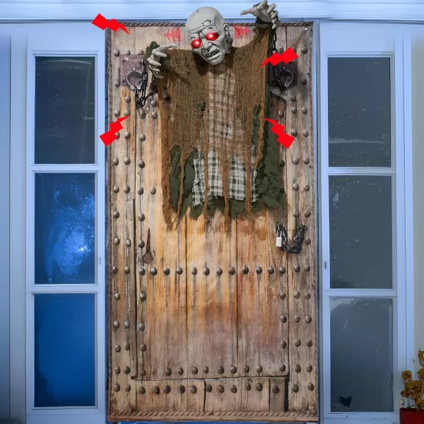 JOYIN 30quot Halloween Animatronics Decoration Outdoor Zombie Ghost Halloween Hanging Ghost with Creepy Sound Animated Halloween Decors Zombie Door Cover Prop Halloween Party Supplies for Lawn Garden