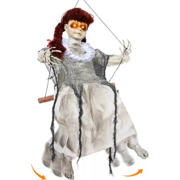 JOYIN 31quot Animatronic Halloween Decorations Hanging Clown Sound Activated Hanging Ghost with Light Up Eyes Scary Sound and Moving Body Halloween Party Supplies for Props Lawn Yard PatioDoll