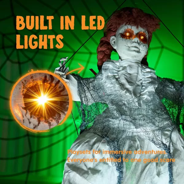 JOYIN 31quot Animatronic Halloween Decorations Hanging Clown Sound Activated Hanging Ghost with Light Up Eyes Scary Sound and Moving Body Halloween Party Supplies for Props Lawn Yard PatioDoll