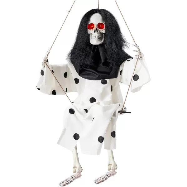 JOYIN 31quot Animatronic Halloween Decorations Hanging Clown Sound Activated Hanging Ghost with Light Up Eyes Scary Sound and Moving Body Halloween Party Supplies for Props Lawn Yard PatioSkeleton