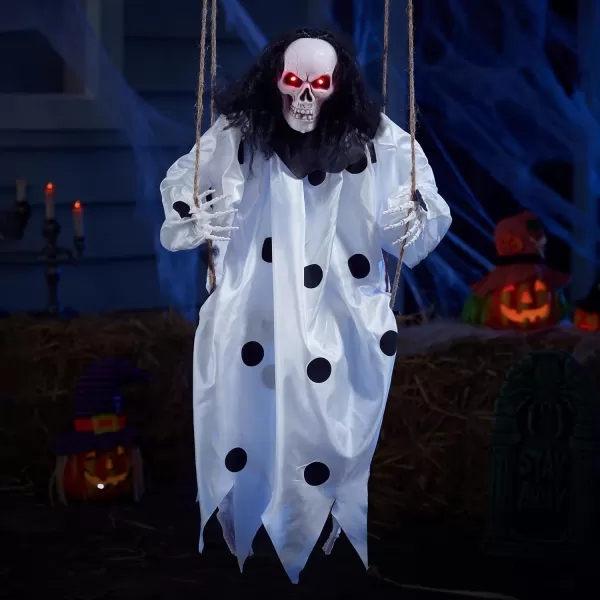 JOYIN 36quot Hanging Grim Reaper Outdoor Halloween Decoration Button Battery Operated Skeleton Halloween Decor with Light Up Eyes for Halloween Decorations Clearance Haunted House Prop Party SuppliesClown
