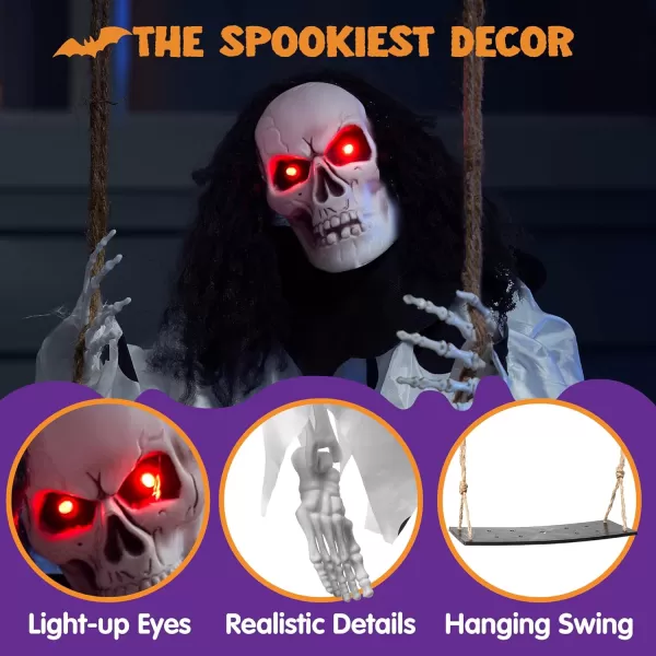 JOYIN 36quot Hanging Grim Reaper Outdoor Halloween Decoration Button Battery Operated Skeleton Halloween Decor with Light Up Eyes for Halloween Decorations Clearance Haunted House Prop Party SuppliesClown