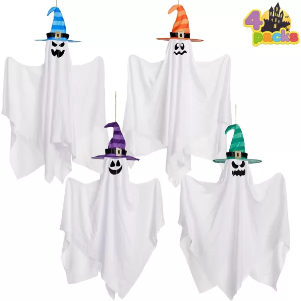 JOYIN 4 Pack 275 Halloween Hanging Ghosts Decoration Cute Flying Ghosts with Witch Hat for Front Yard Patio Lawn Garden Party Dcor and Holiday DecorationsHalloween Party Dcor