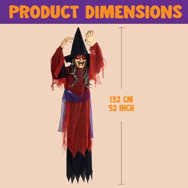 JOYIN 52quot Scary Hanging Witch Decor Halloween Decorations Outdoor Talking Flying Witch Sound Activated Party Supplies Haunted House Gard Yard Lawn Patio Porch Door Decor