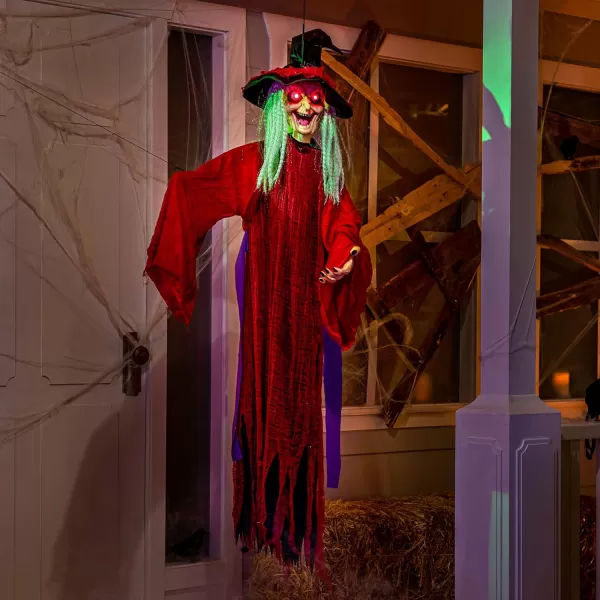 JOYIN 52quot Scary Hanging Witch Decor Halloween Decorations Outdoor Talking Flying Witch Sound Activated Party Supplies Haunted House Gard Yard Lawn Patio Porch Door Decor