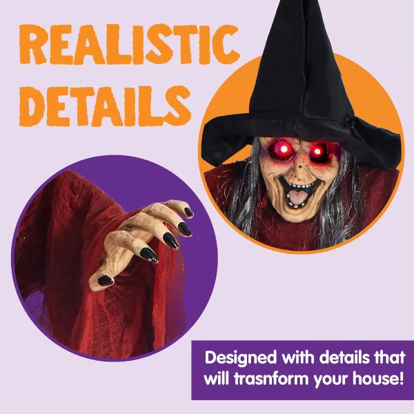 JOYIN 52quot Scary Hanging Witch Decor Halloween Decorations Outdoor Talking Flying Witch Sound Activated Party Supplies Haunted House Gard Yard Lawn Patio Porch Door Decor
