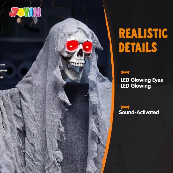 JOYIN Halloween 67quot Hanging LightUp Grim Reaper Outdoor Decoration Halloween Skeleton Grim Reaper for Haunted House Prop Dcor