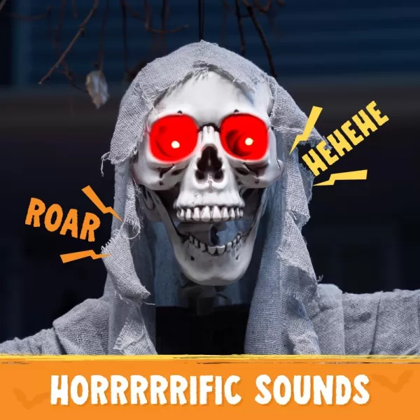 JOYIN Halloween 67quot Hanging LightUp Grim Reaper Outdoor Decoration Halloween Skeleton Grim Reaper for Haunted House Prop Dcor