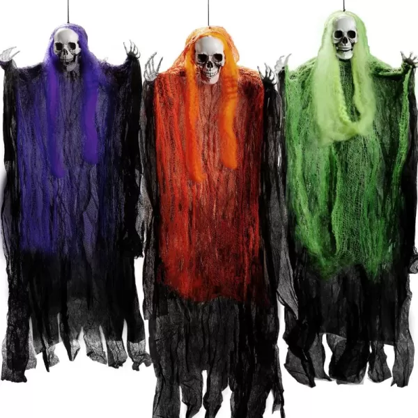 JOYIN 3 Pack Halloween Hanging Grim Reapers Decorations 353 Halloween Skeleton Ghost Decorations Halloween Hanging Decoration for Haunted House Prop Dcor Best Halloween Outdoor Indoor Decor